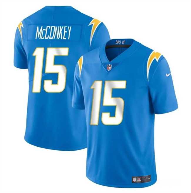 Youth Los Angeles Chargers #15 Ladd McConkey Light Blue 2024 Draft Vapor Limited Stitched Jersey Dzhi